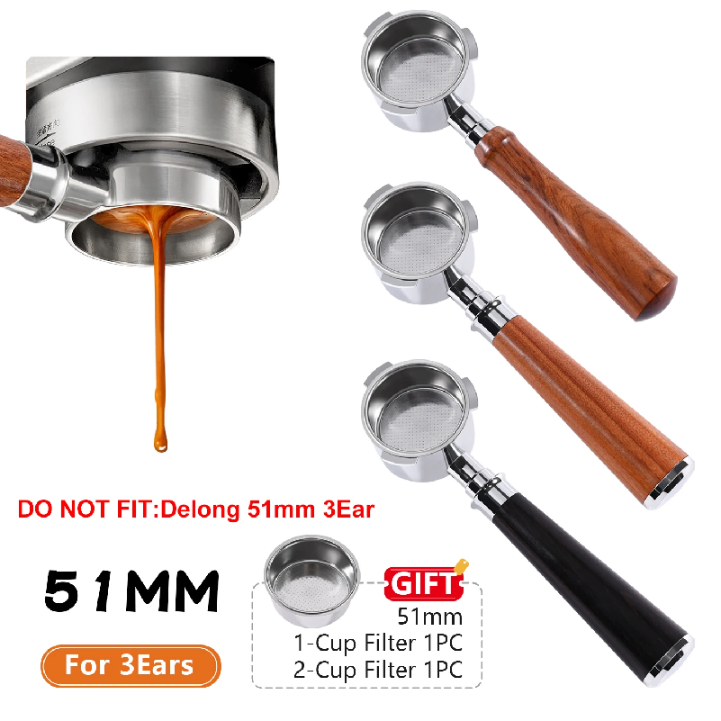 Coffee Equipment Set - Porte-filtre à café sans fond, 51mm,